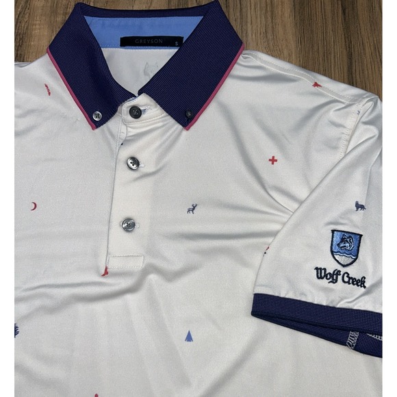 Greyson Wolf Creek Performance Golf Polo Drift Animals Wildlife Men's‎ Small